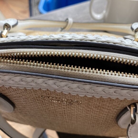KATE SPADE White Leather  Wicker Two Top Handle Satchel Crossbody Shoulder Bag - Picture 15 of 15